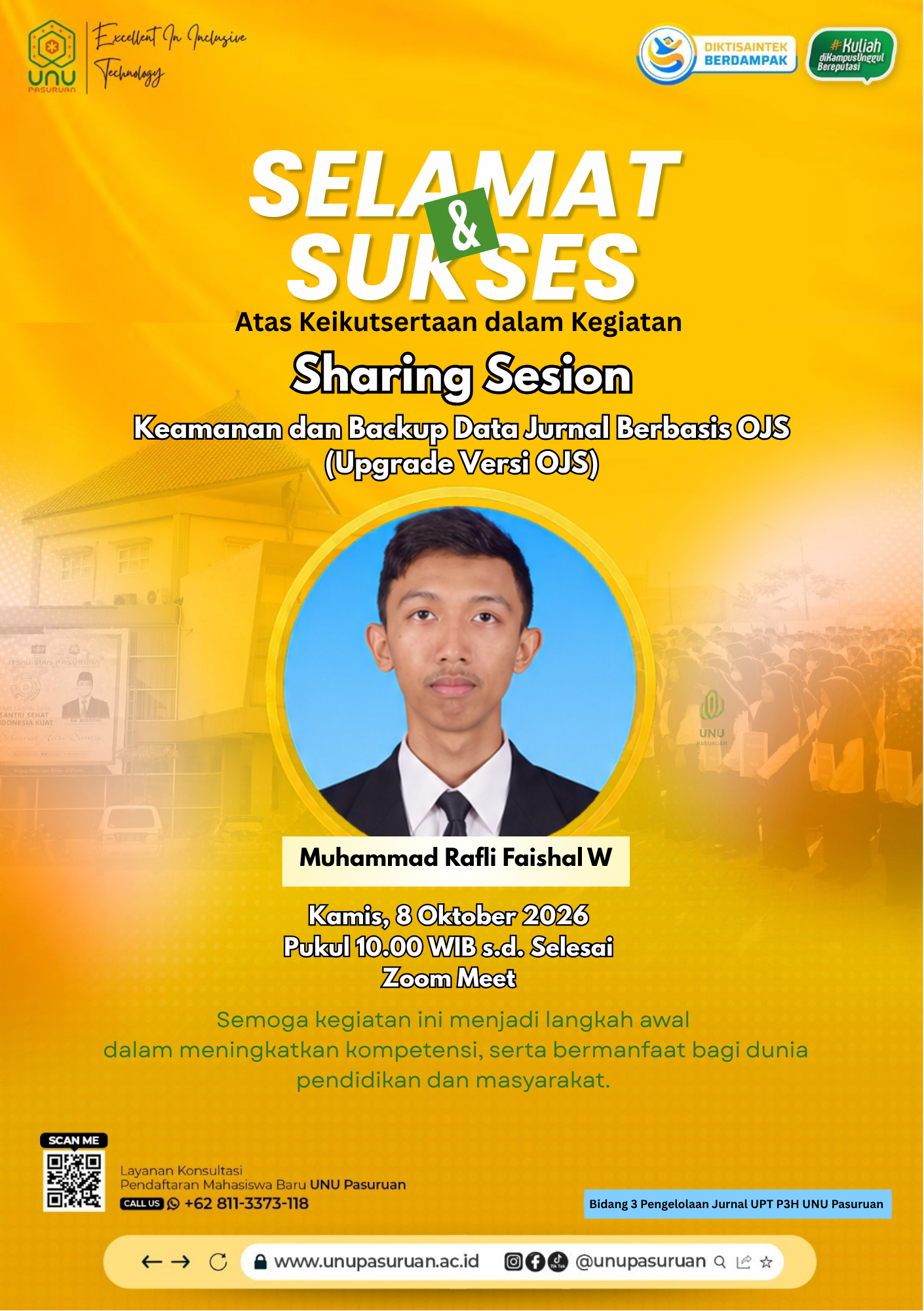 UPT P3H ikutserta dalam Sharing Session Supervisor RJI tentang Keamanan dan Backup Data Jurnal Berbasis OJS